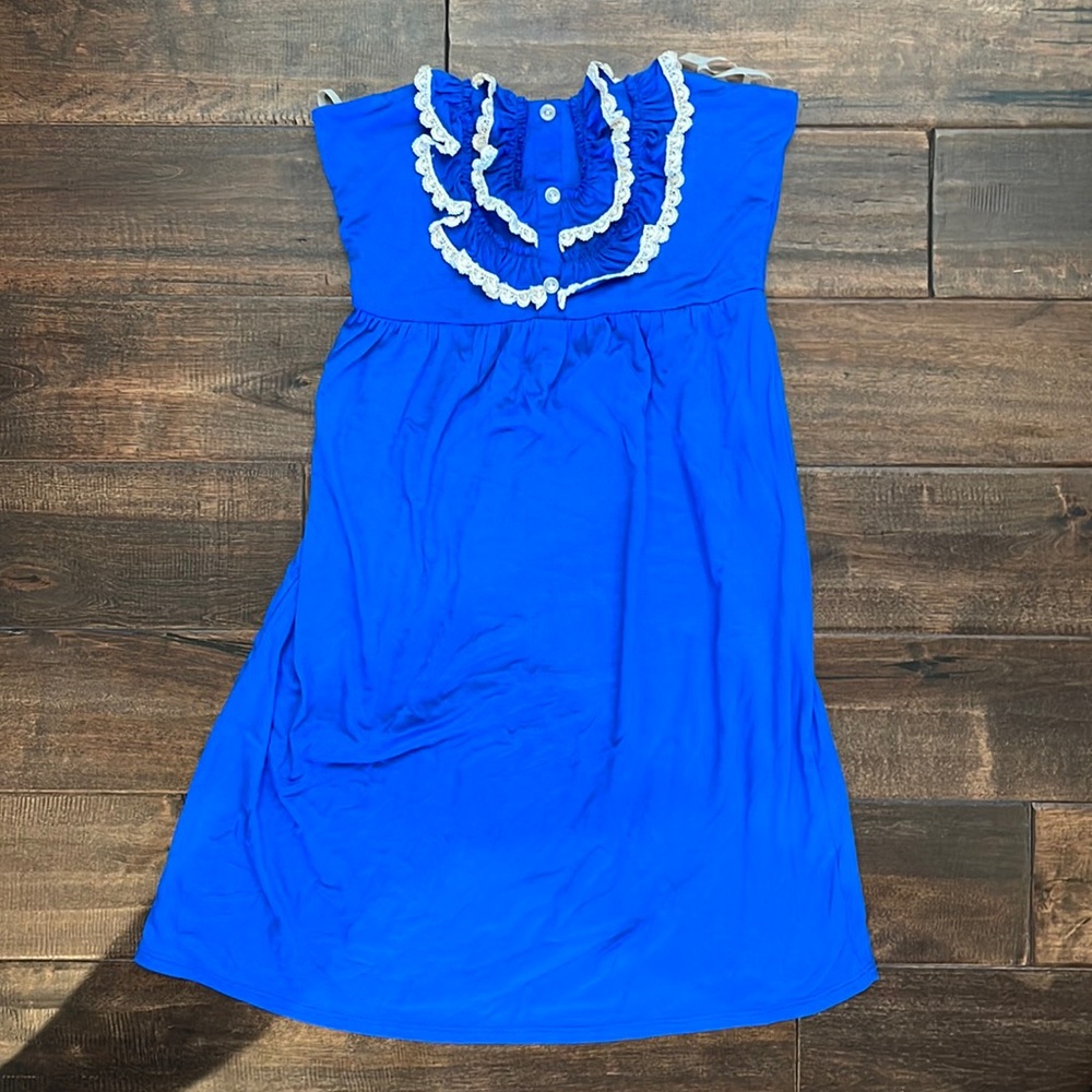 ✅Everly Darling boutique blue strapless cotton dress-never worn